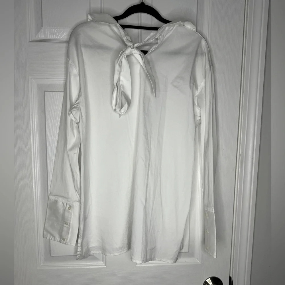 Halogen White Button Down Back Neck Tie Detailing… - image 2